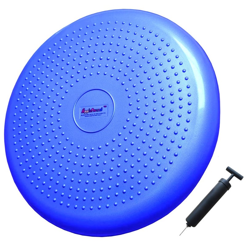 AppleRound Inflated Wobble Cushion with Pump, Air Stability Board, Core Balance Disc for Adults, Sensory Wiggle Seat for Kids, 13.5in / 34cm Diameter - Image 1